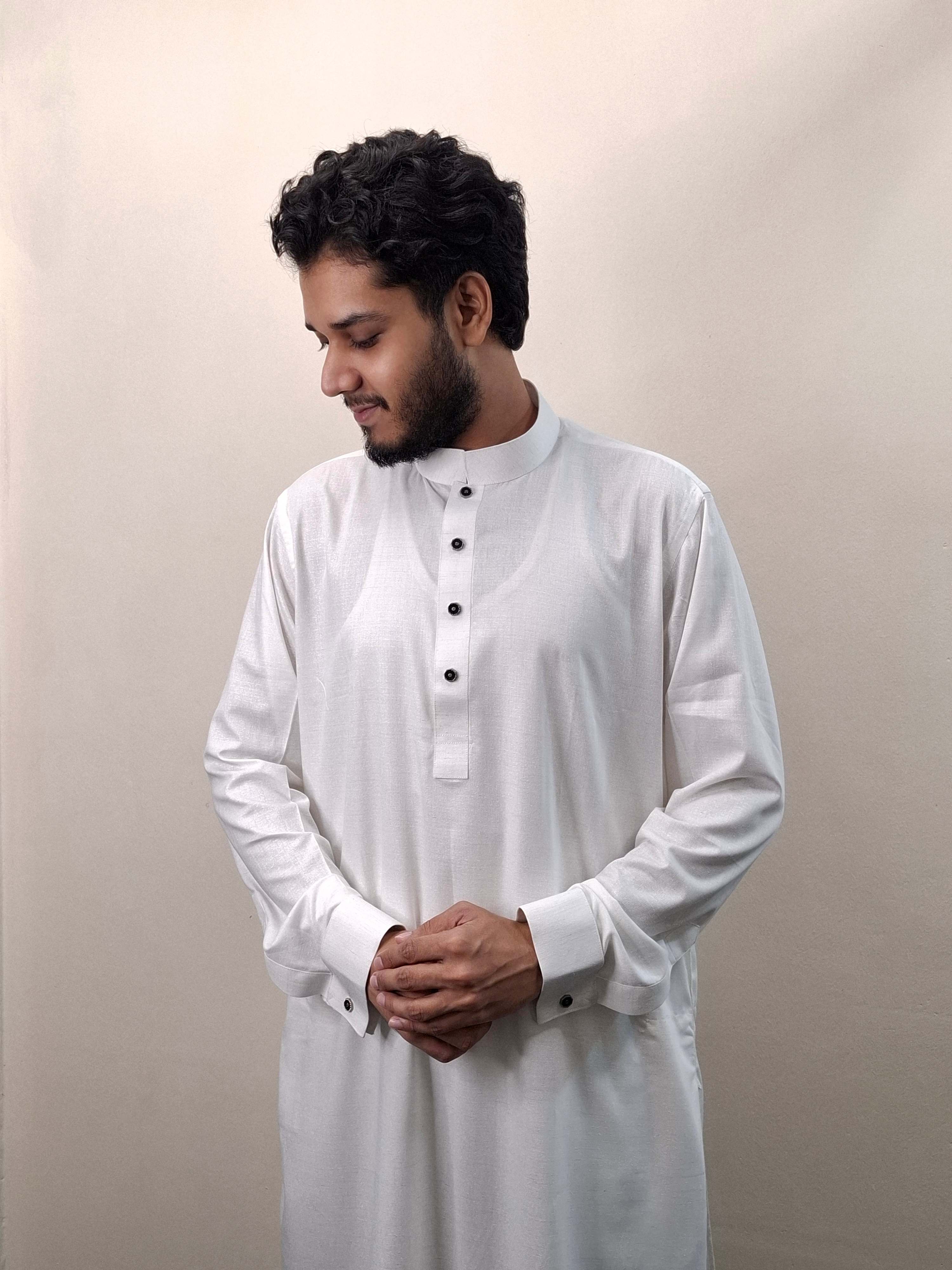 Men's Pakistani Fabrics Luxury Platinum Panjabi